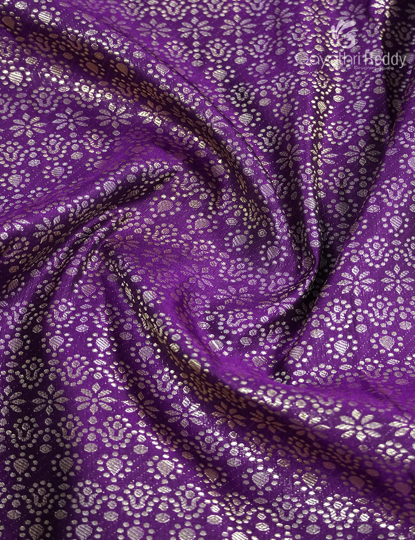 Semi Kanchipuram Silk Saree in Deep Purple
