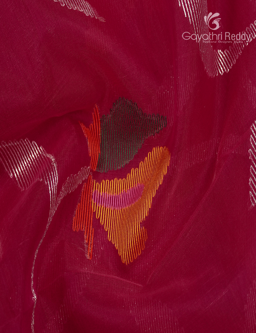 Pure Jamdani Kora Saree in Fuchsia Pink