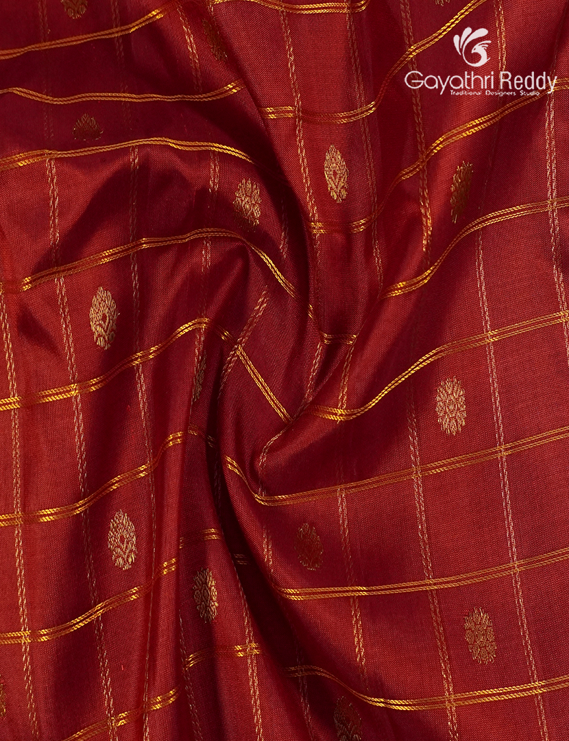 Pure Gadwal Silk Saree in Maroon Red and Orange