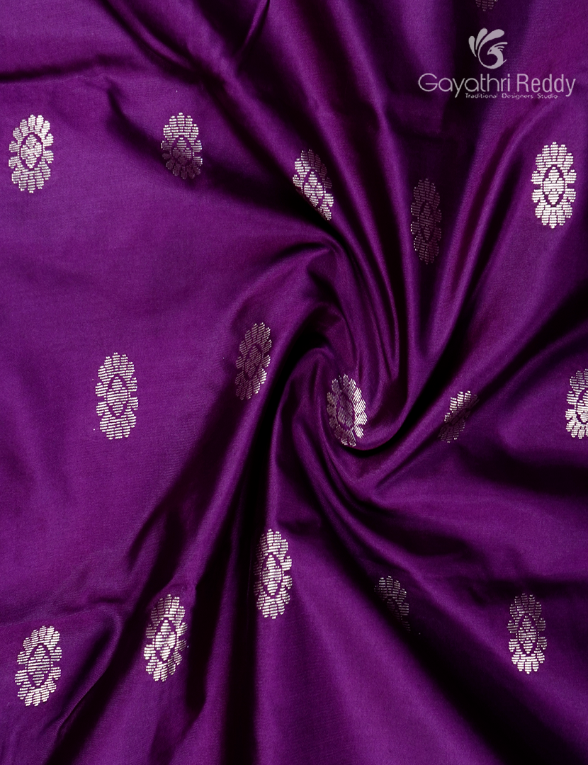 Semi Banaras Katan Silk Saree in Deep Purple and Red