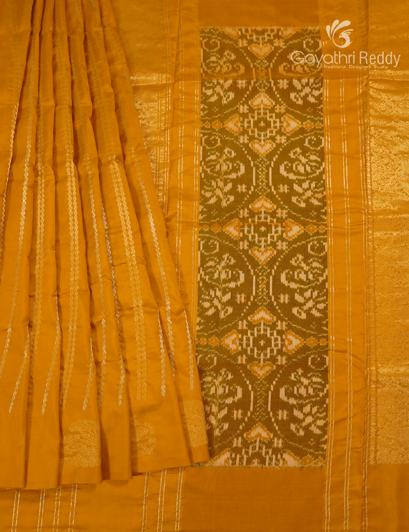 Pure Ikat Silk Saree in Yellow
