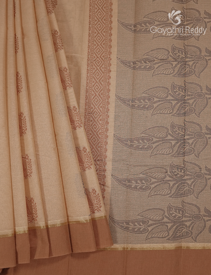 Pure Kanchi Cotton Saree in Beige