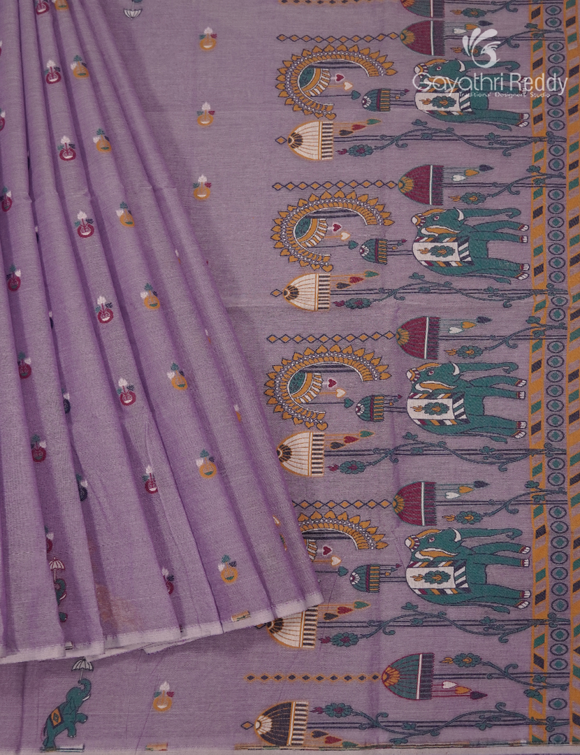 Jamdani Cotton Saree in Lilac