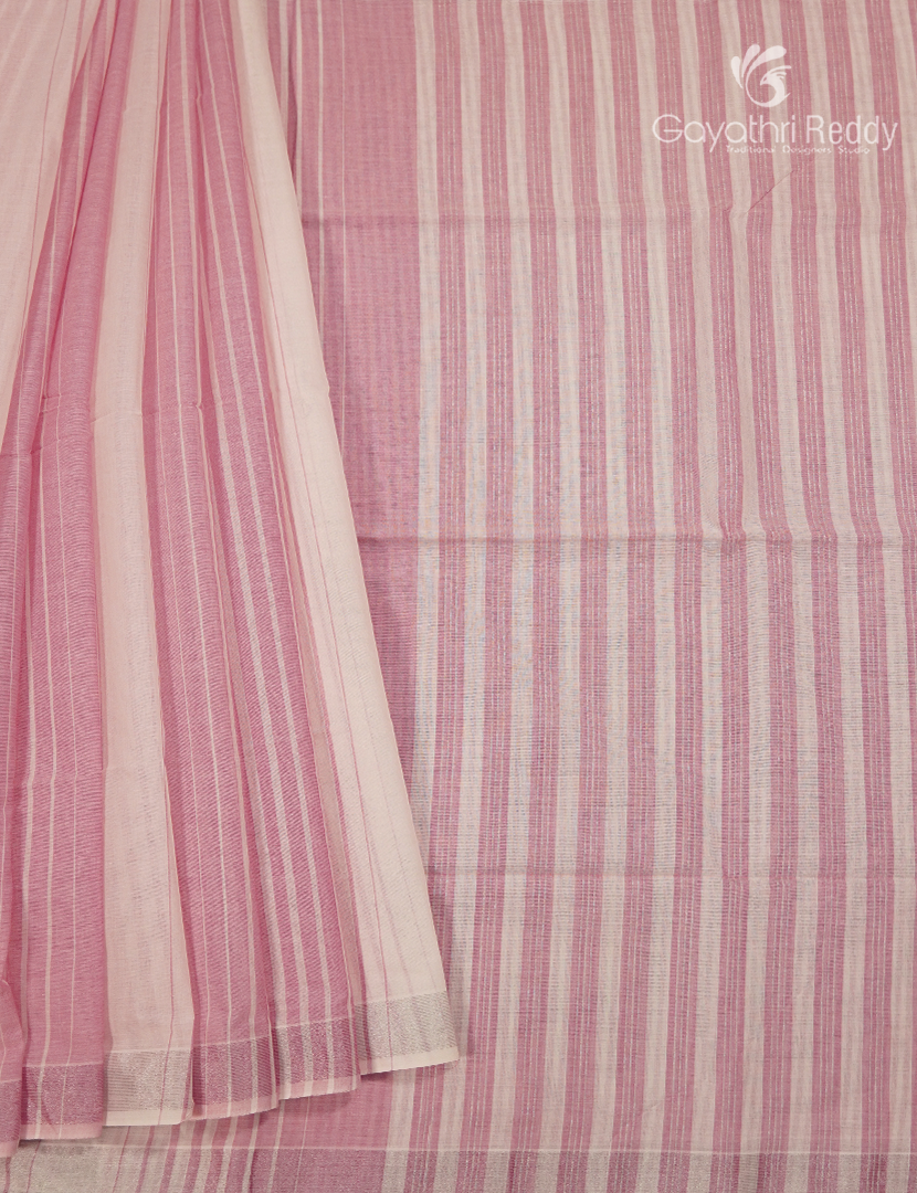 Pure Kanchi Cotton Saree in Cream and Baby Pink