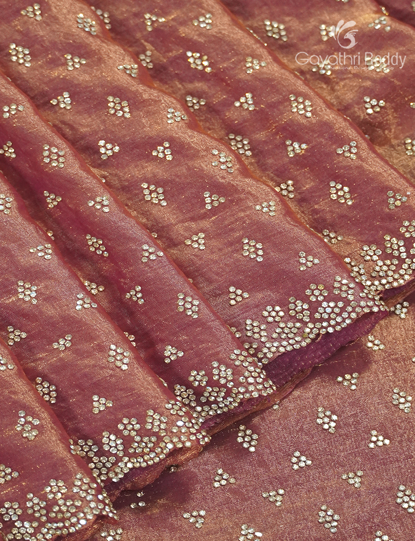 Organza Fancy Saree in Rose Gold