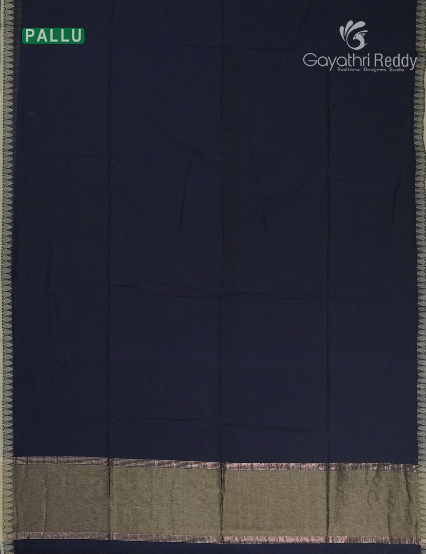 Jamdani Cotton Saree in Deep Navy Blue
