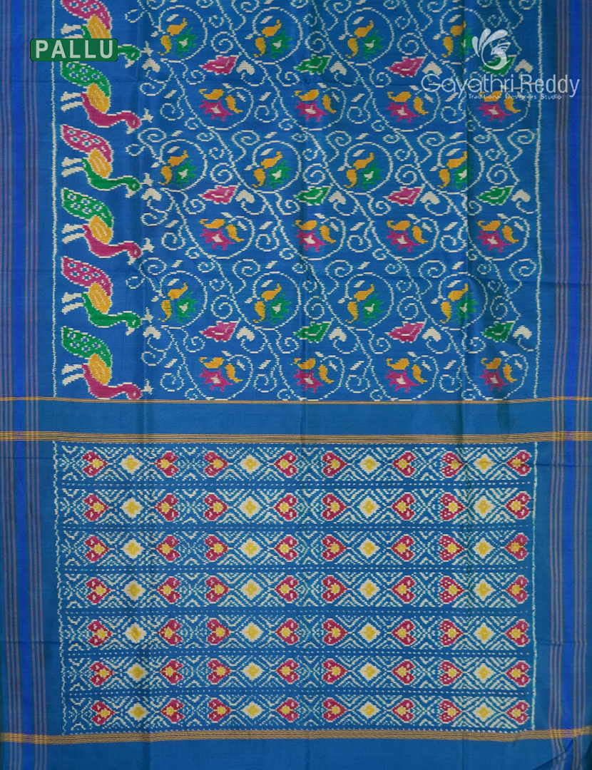 Pure Ikat Silk Saree in Blue
