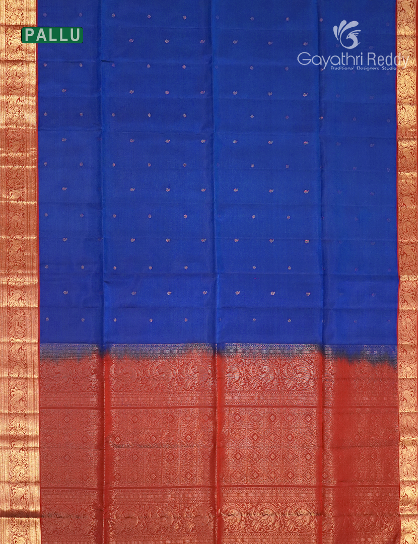 Pure Kanchipuram Soft Silk Saree and Blue and Red