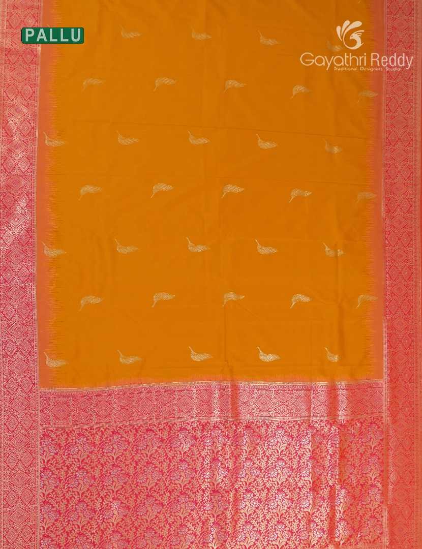 Semi Kanchipuram Art Silk Saree in Tangarine and Pink