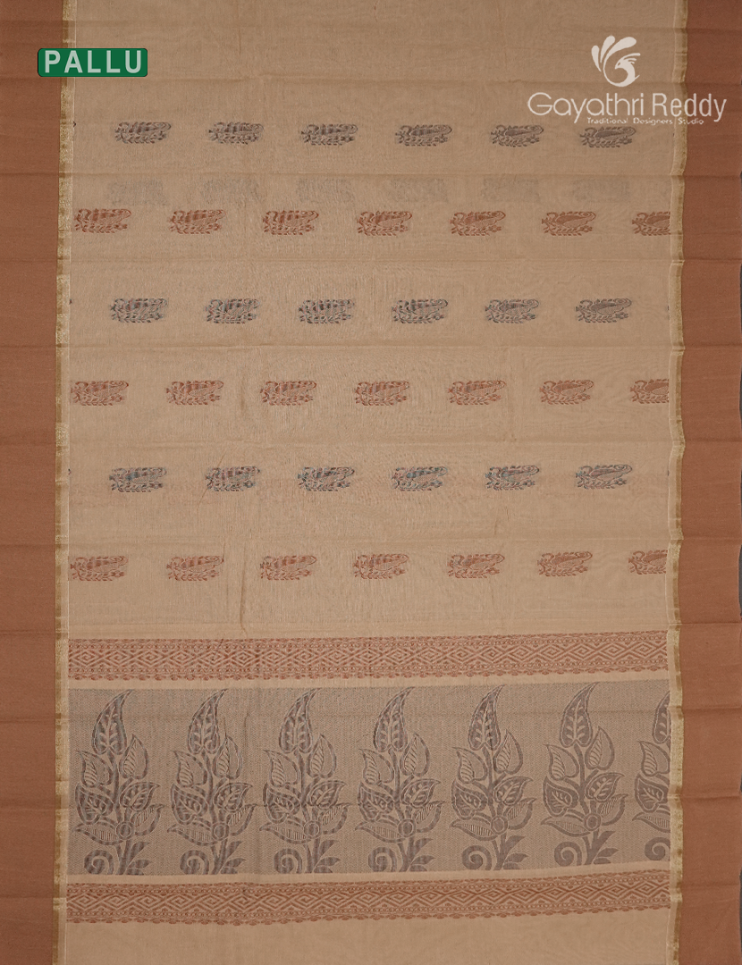 Pure Kanchi Cotton Saree in Beige