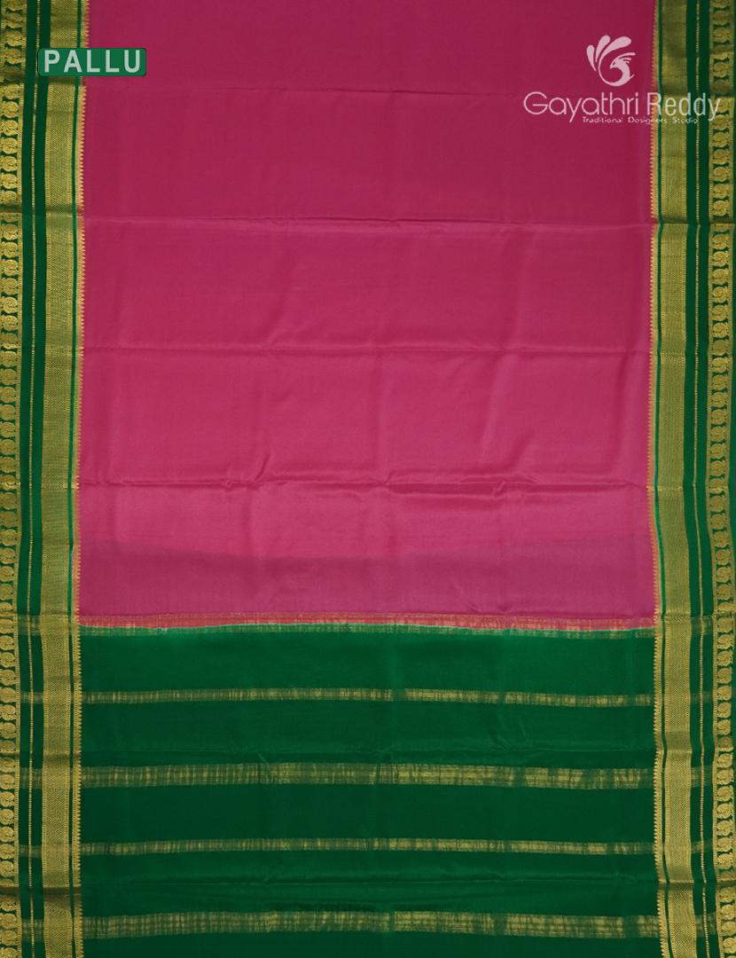 Pure Mysore Silk Saree in Rani Pink and Deep Green