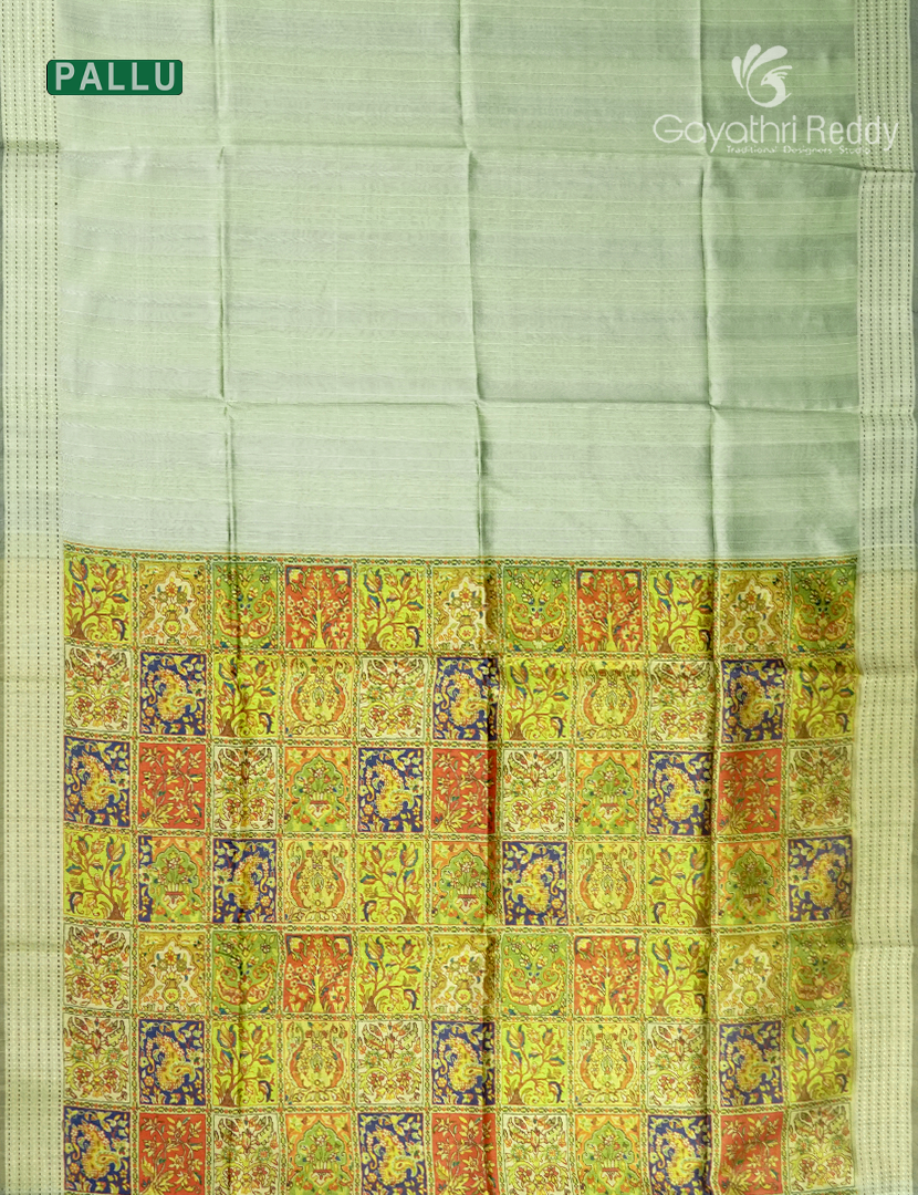 Semi Tussar Saree in Pastel Mint Green