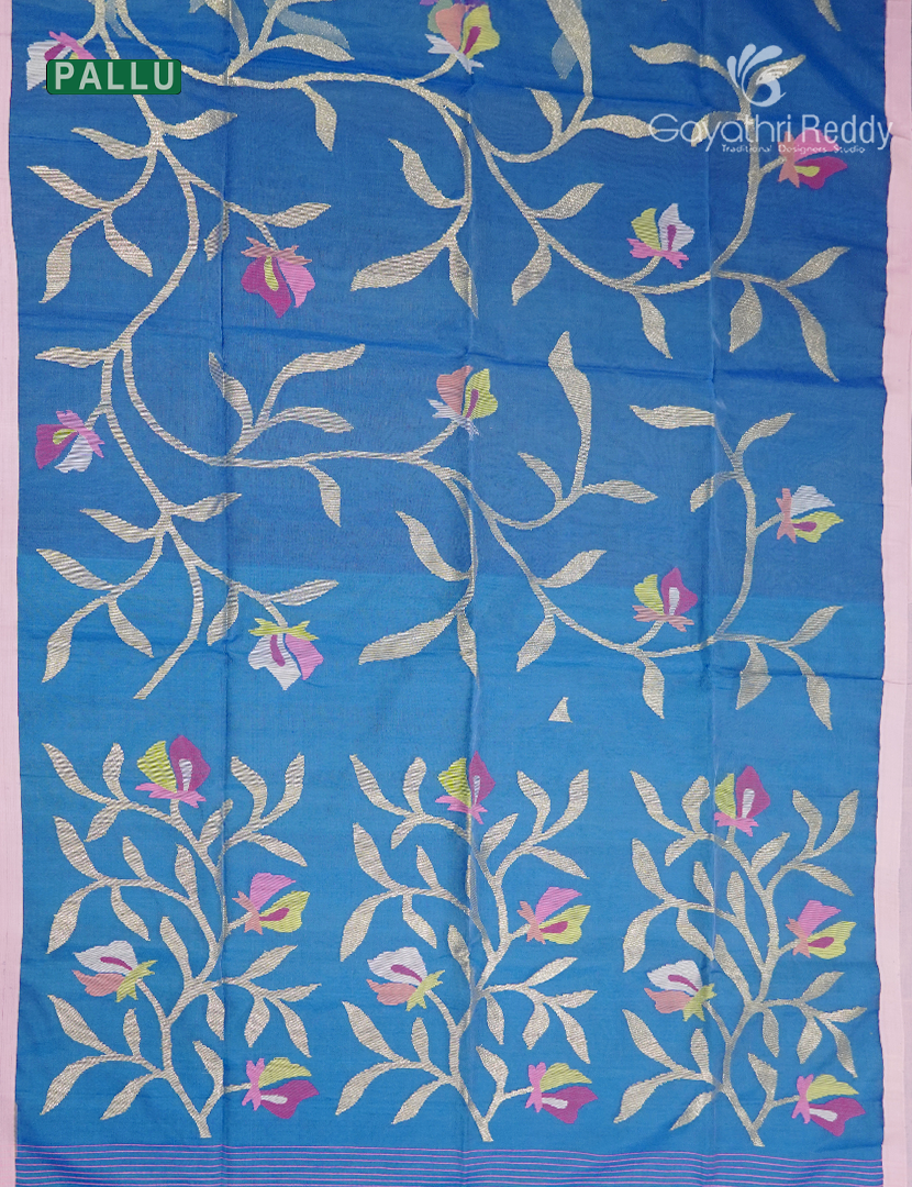 Pure Jamdani Kora Saree in Cloud Blue