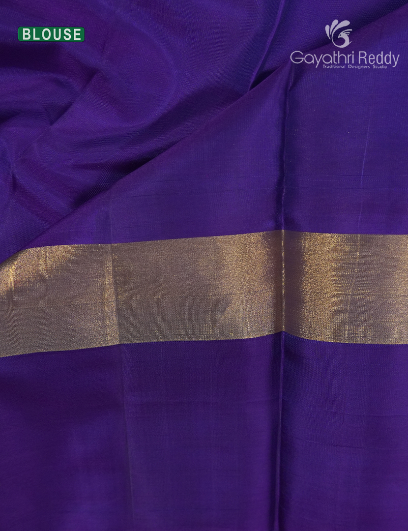 Pure Kanchipuram Temple wear in Peacock blue and Deep Purple