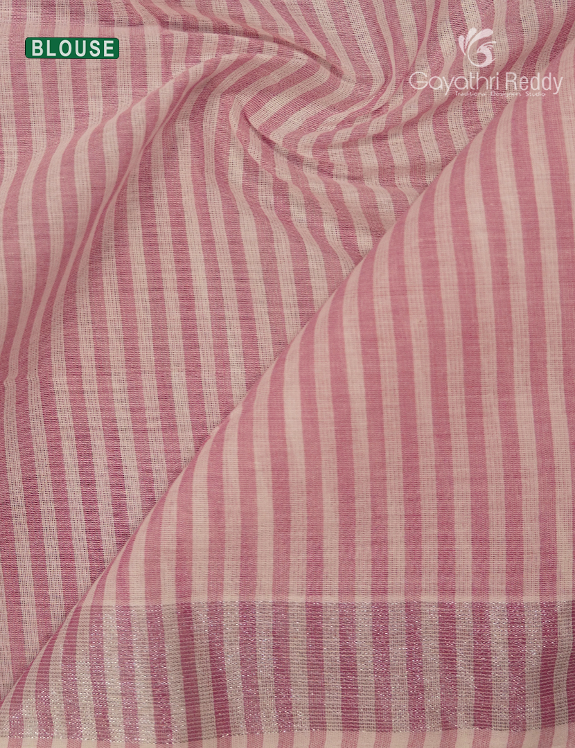 Pure Kanchi Cotton Saree in Cream and Baby Pink