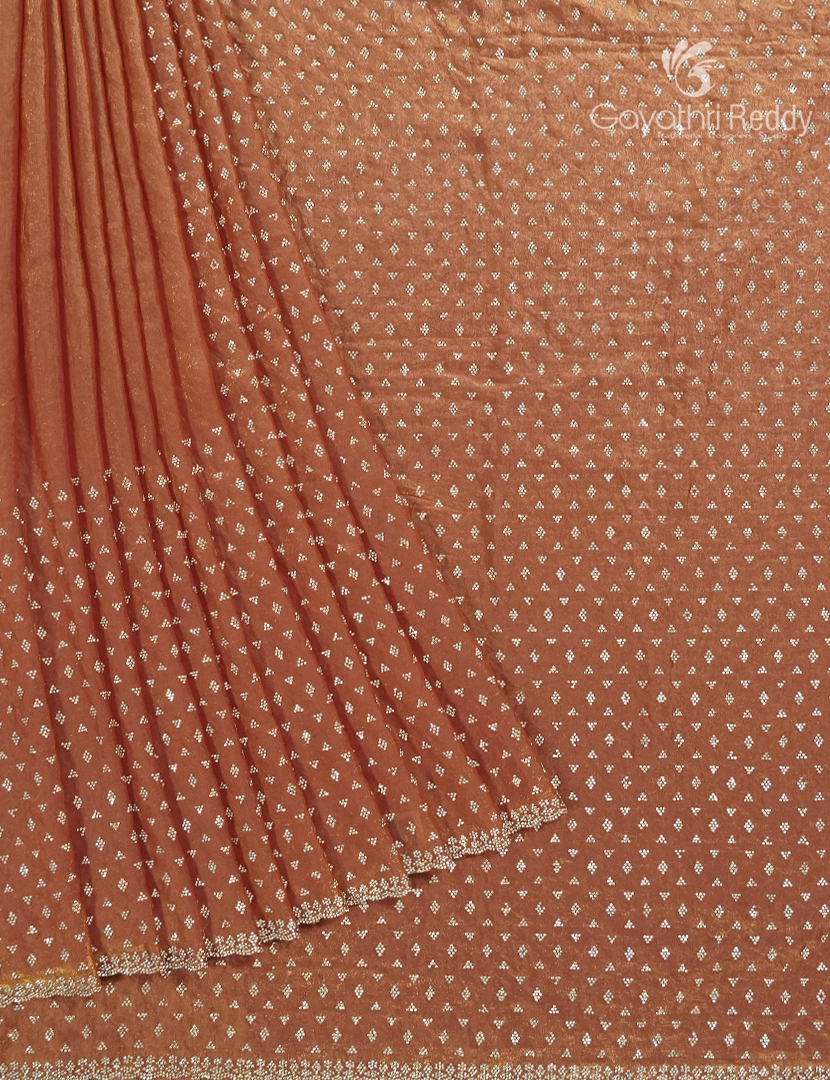 Organza Fancy Saree in Coral