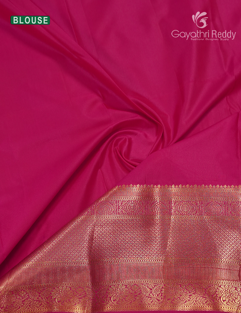 Semi Kanchipuram Silk Saree in Rani Pink