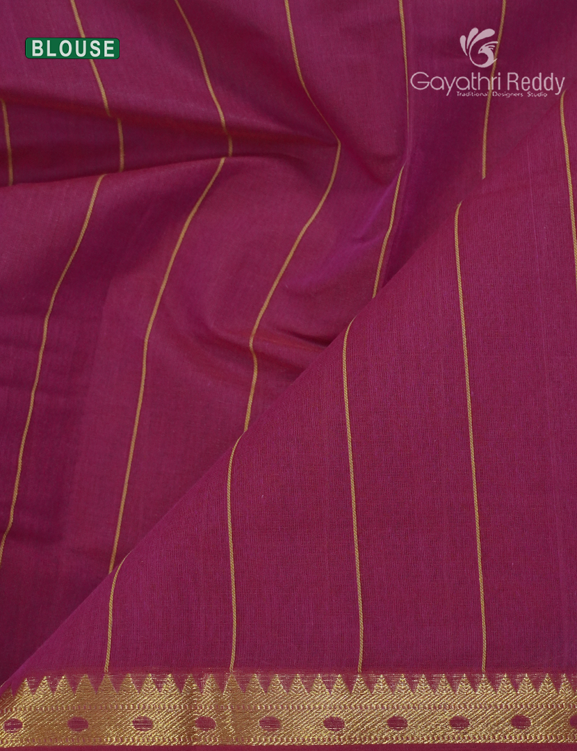 Pure Kanchi Cotton Saree in Deep Ruby Pink