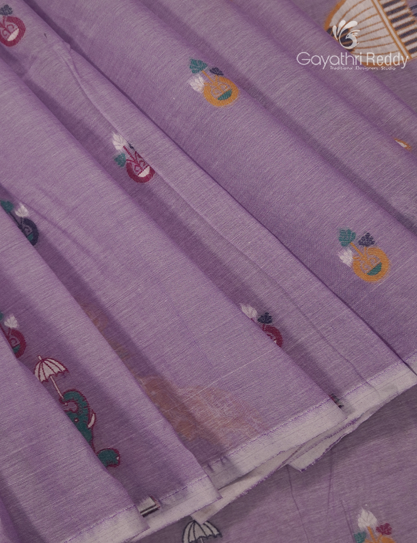 Jamdani Cotton Saree in Lilac