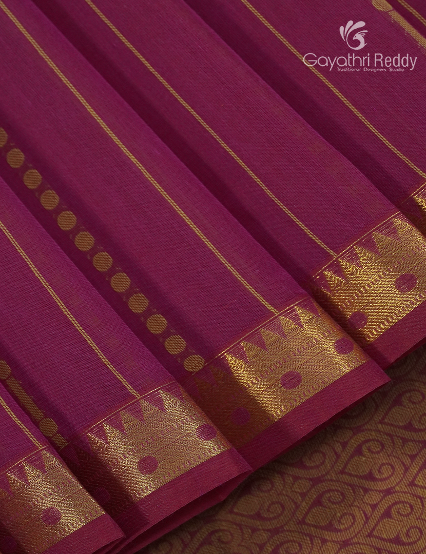 Pure Kanchi Cotton Saree in Deep Ruby Pink