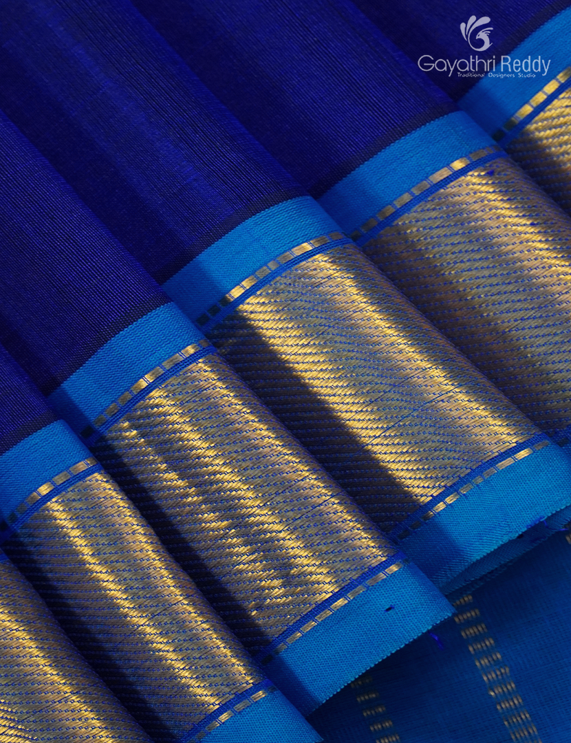 Pure Arani Sico Saree in Deep Blue and Sky Blue