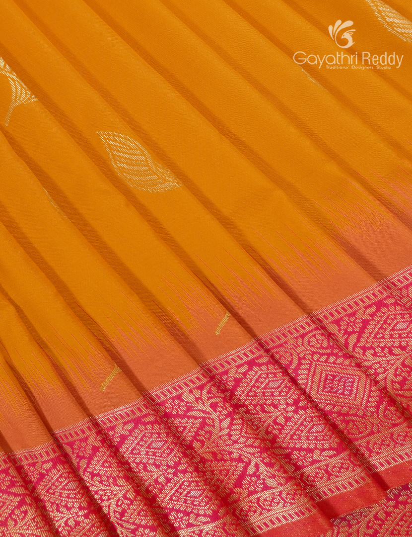 Semi Kanchipuram Art Silk Saree in Tangarine and Pink