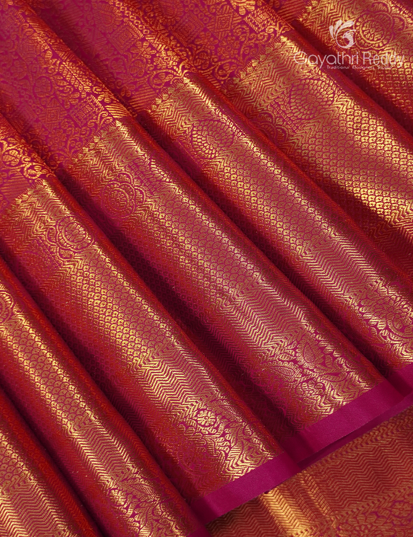 Semi Kanchipuram Silk Saree in Rani Pink