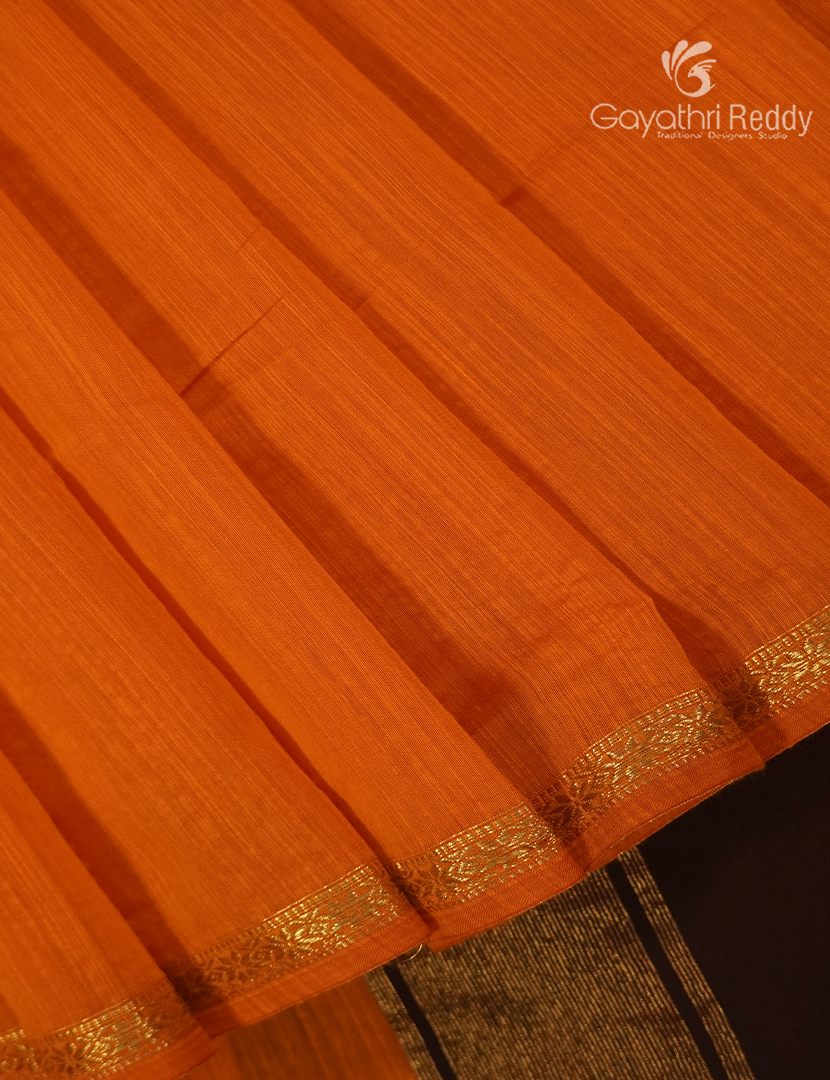 Sico Saree in Tangarine and Deep Brown