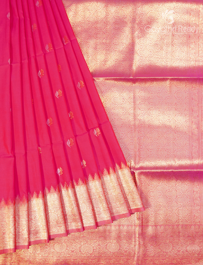 Semi Kanchipuram Art Silk Saree in Hot Pink