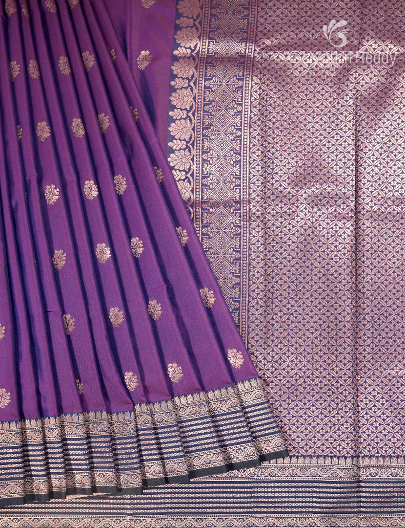 Semi Kanchipuram Art Silk Saree in Purple