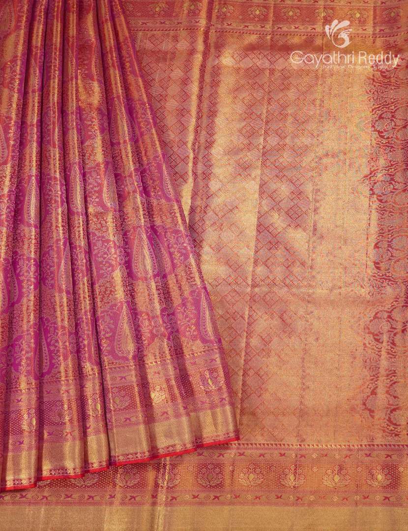 Pure Kanchipuram Silk Saree in Pink ( Brocade Pattern )