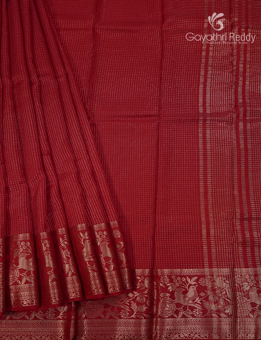 Semi Mysore Crepe Saree in Bridal Red