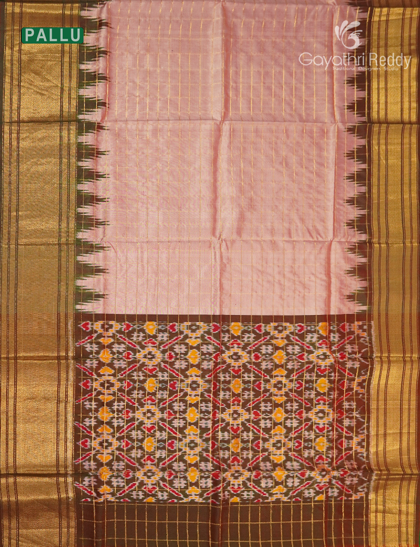 Pure Ikat Silk Saree in Pastel Peach