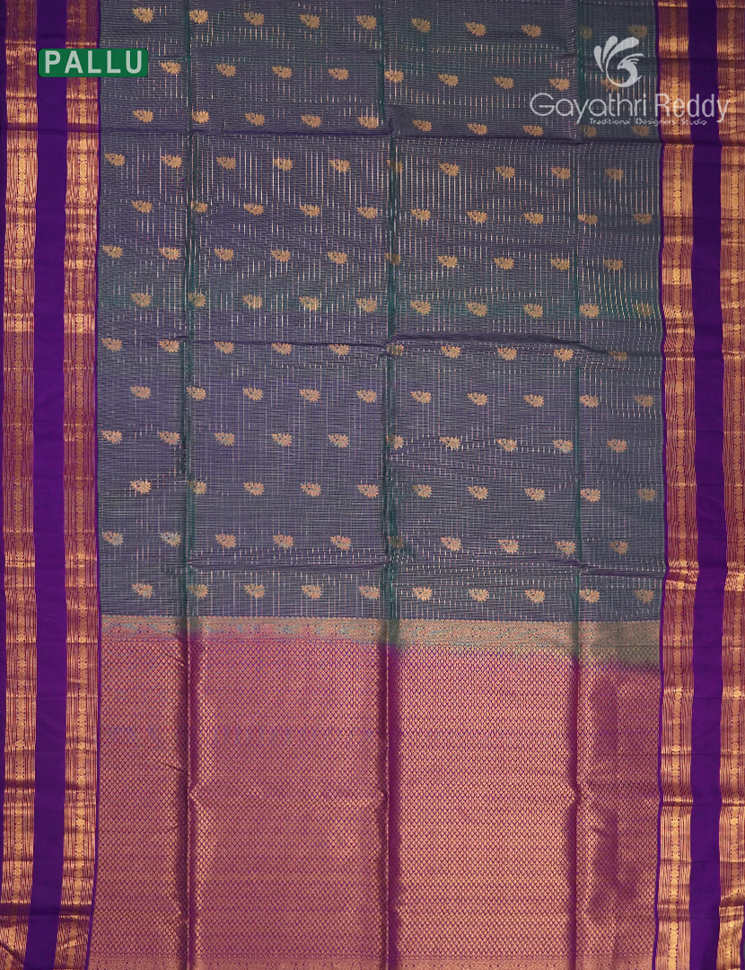 Pure Kanchipuram Vintage Silk Saree in Grey and Purple