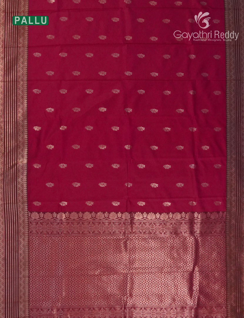 Semi Kanchipuram Art Silk Saree in Deep Berry Red