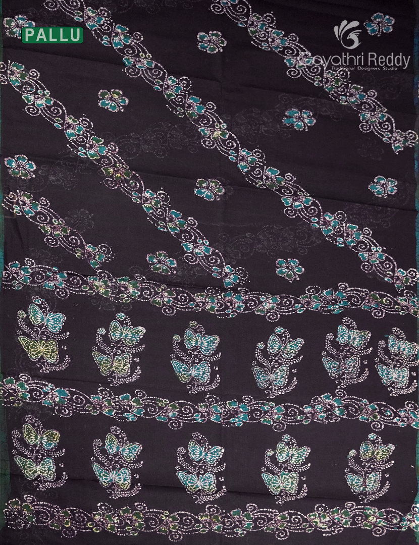 Cotton Batik Print Saree in Deep Snuff