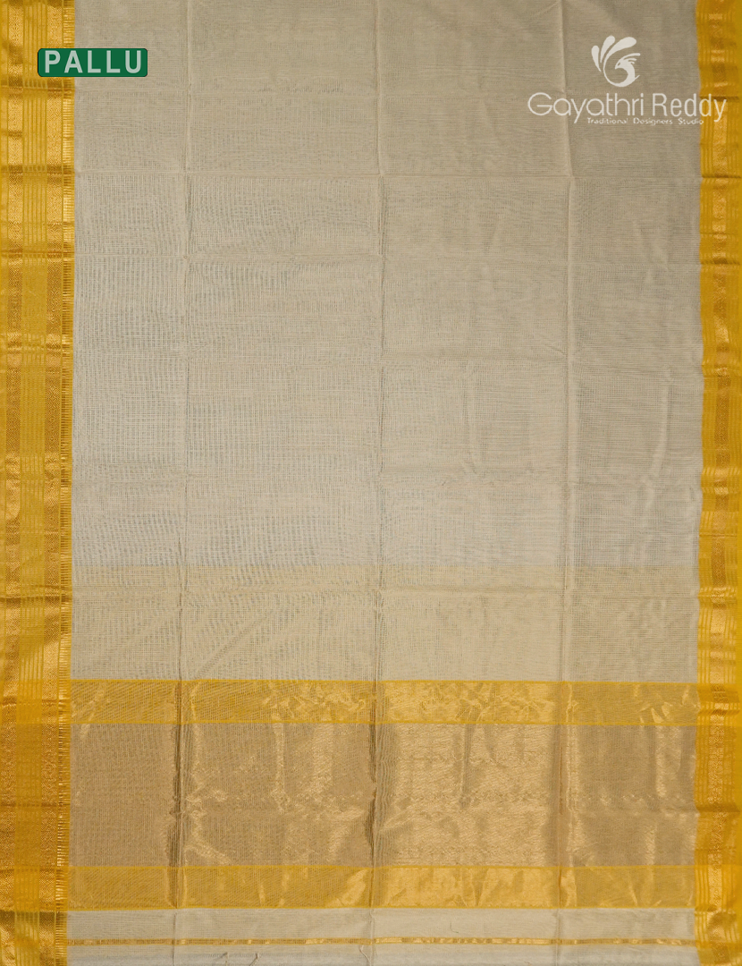Pure Chanderi Sico Saree in Golden Cream