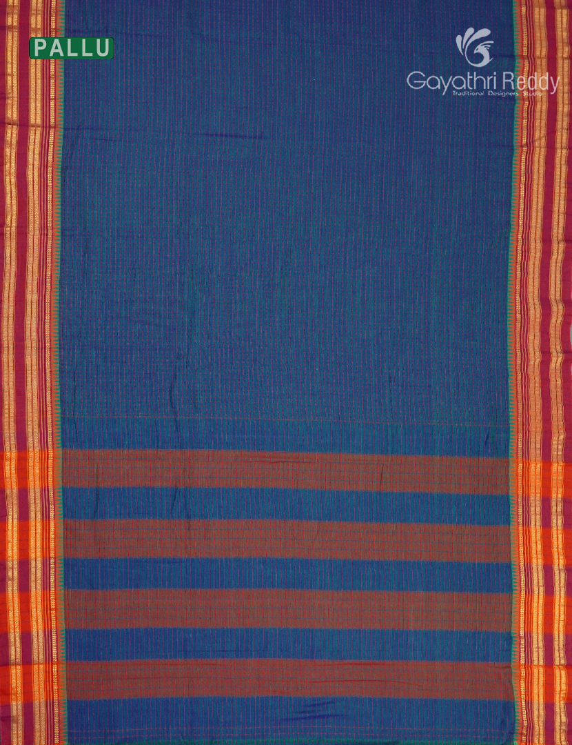 Pure Narayanpet Cotton Saree in Peacock Blue