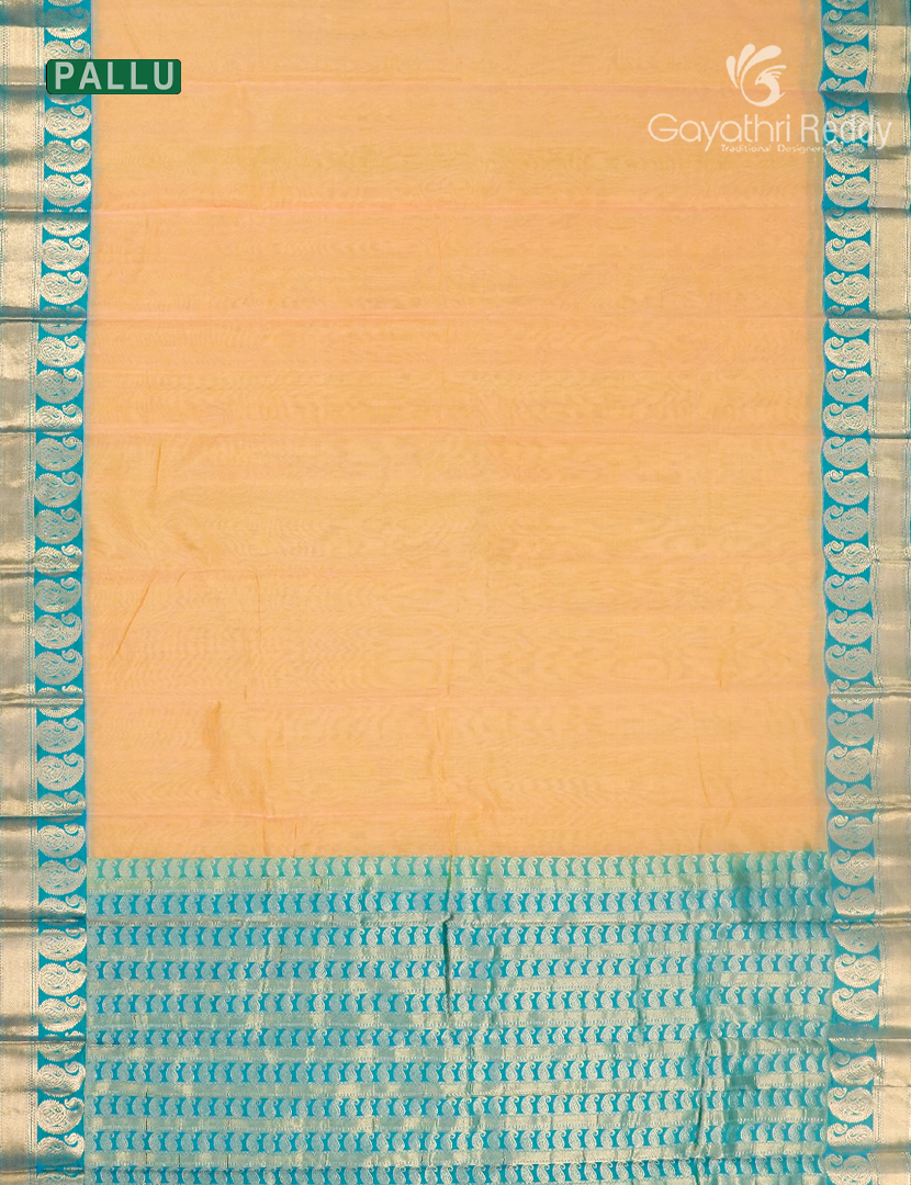 Pure Kanchi Sico Saree in Sandalwood and Turquoise