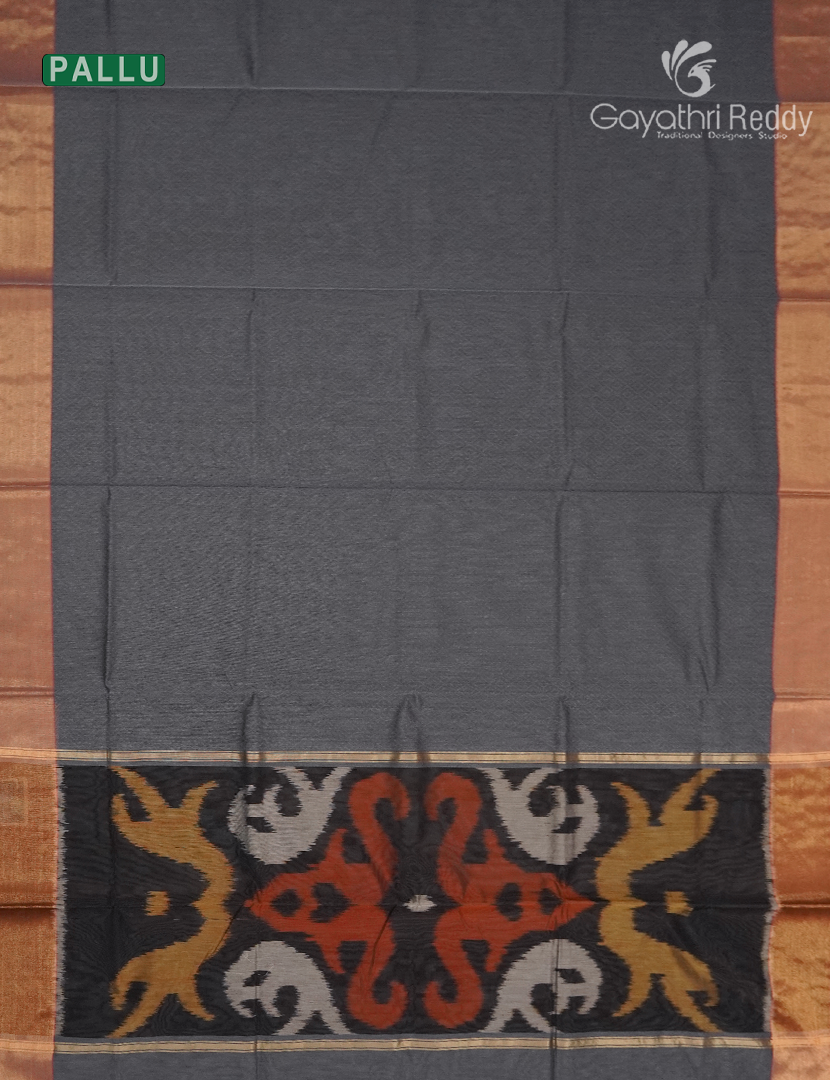 Semi Ikat Sico Saree in Grey