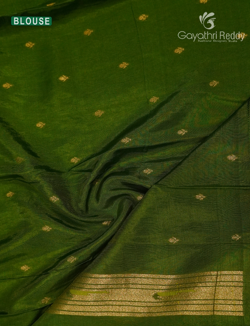 Pure Satin Silk Saree in Green
