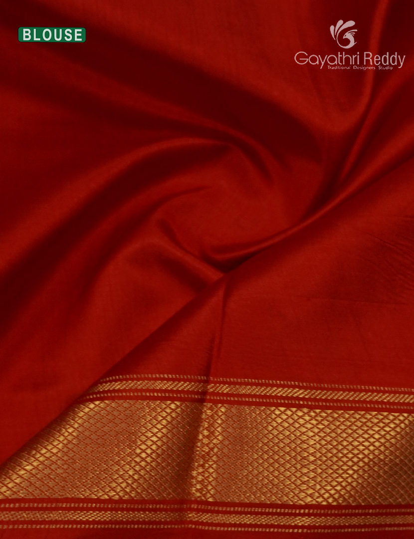 Pure Ikat Silk Saree in Deep Navy Blue and Red