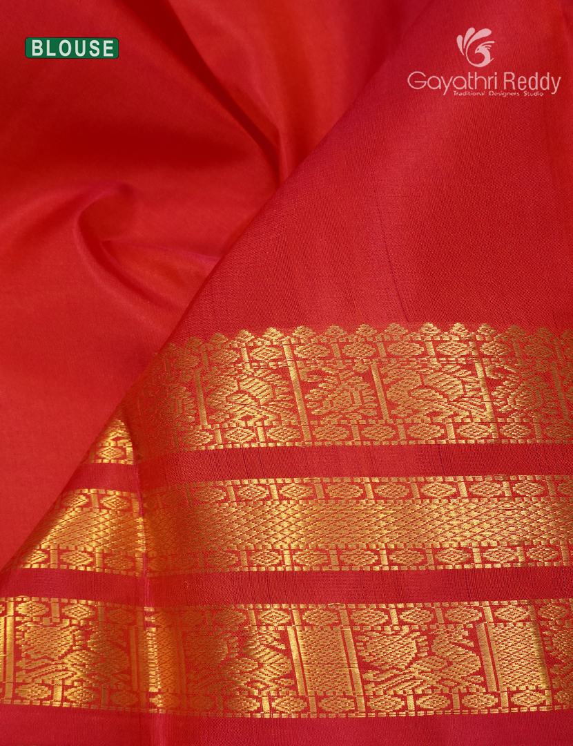Pure Kanchipuram Silk Saree in Yellow and Red