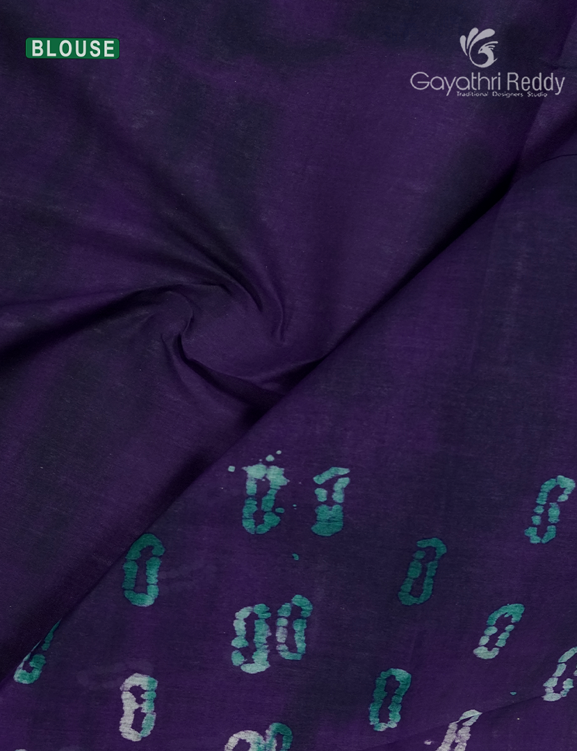 Cotton Batik Print Saree in Purple