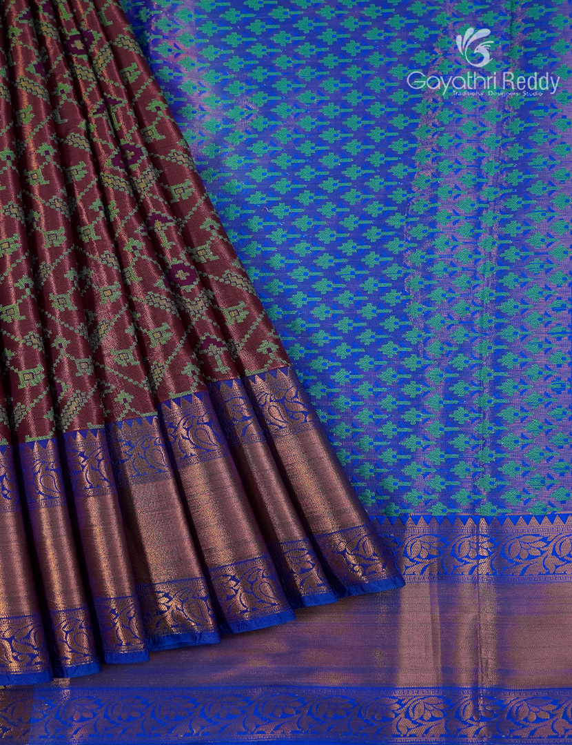 COPPER ZARI SEMI SILK SAREE-SBK693