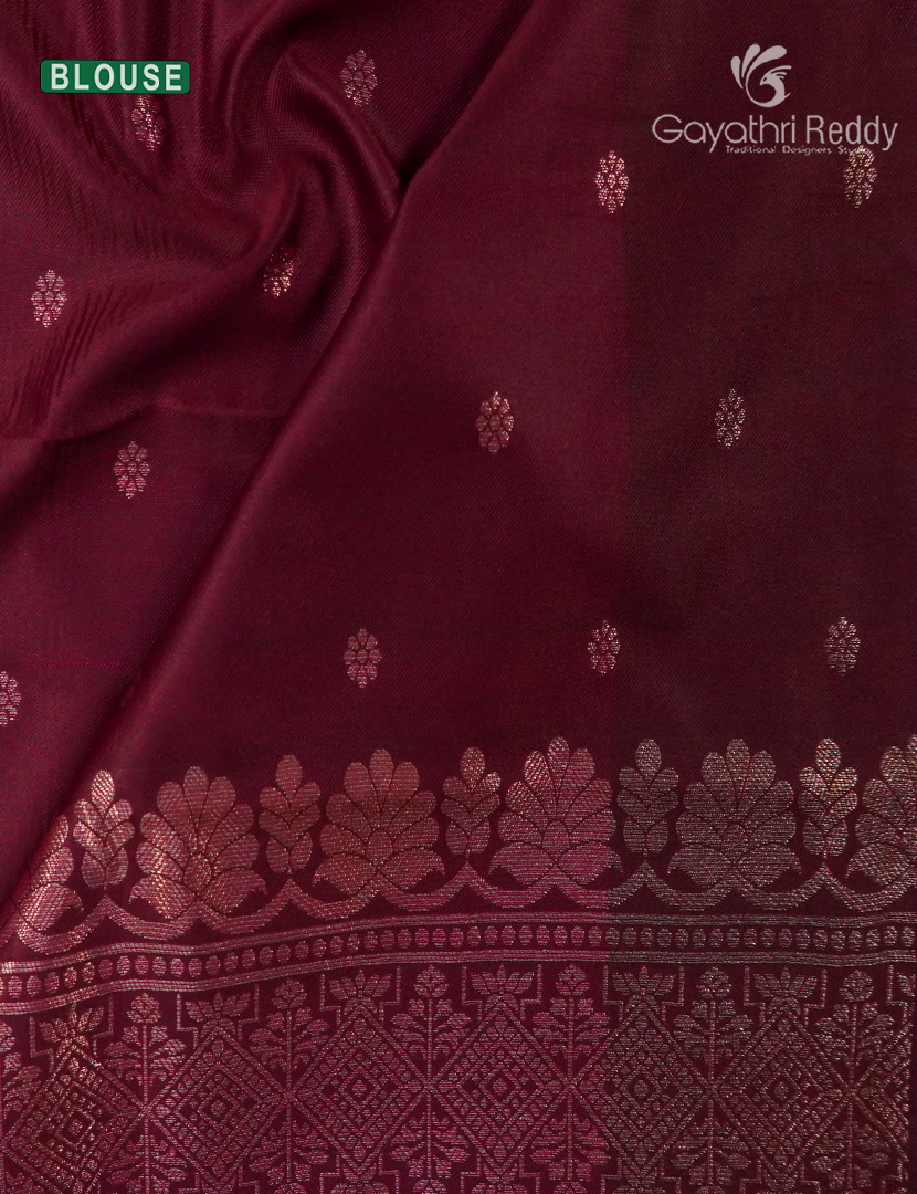 Semi Kanchipuram Art Silk Saree in Deep Berry Red
