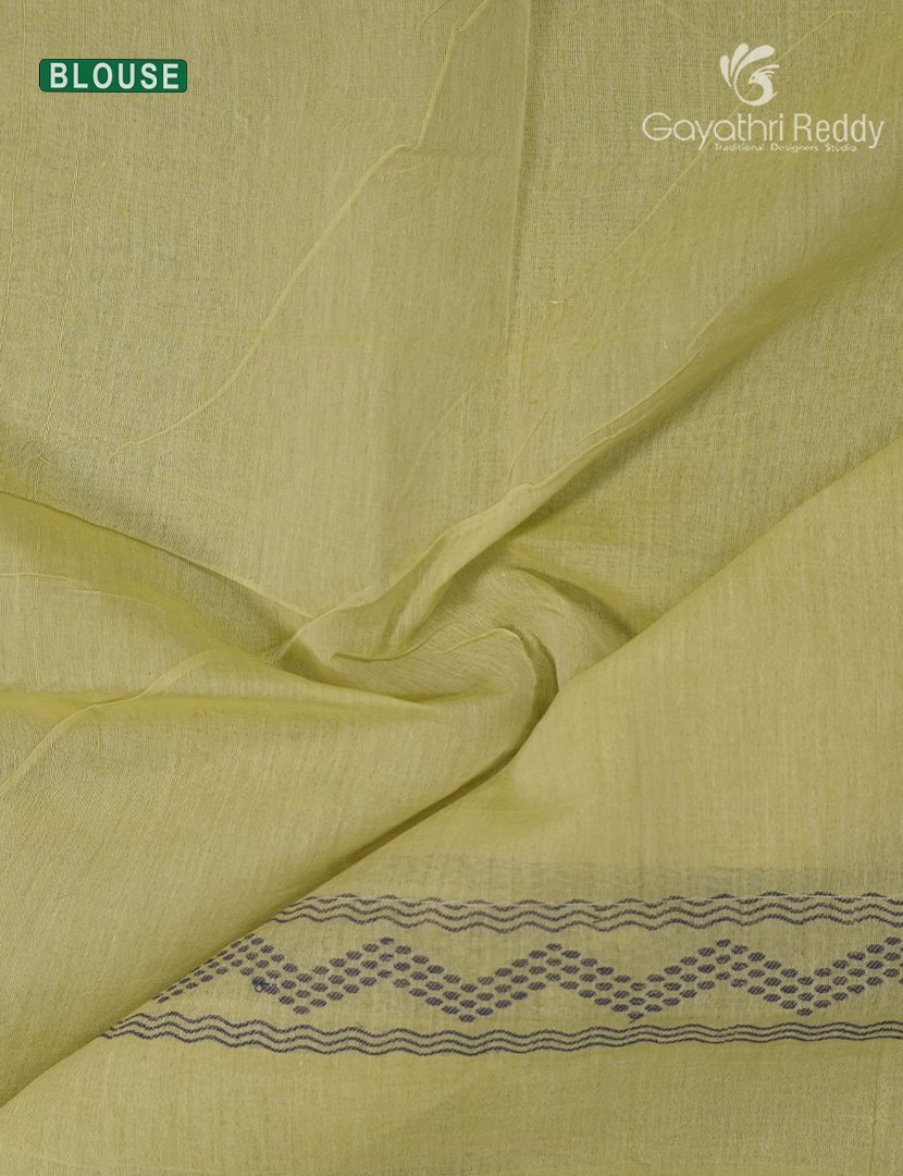 Jamdani Cotton Saree in Light Leaf Green