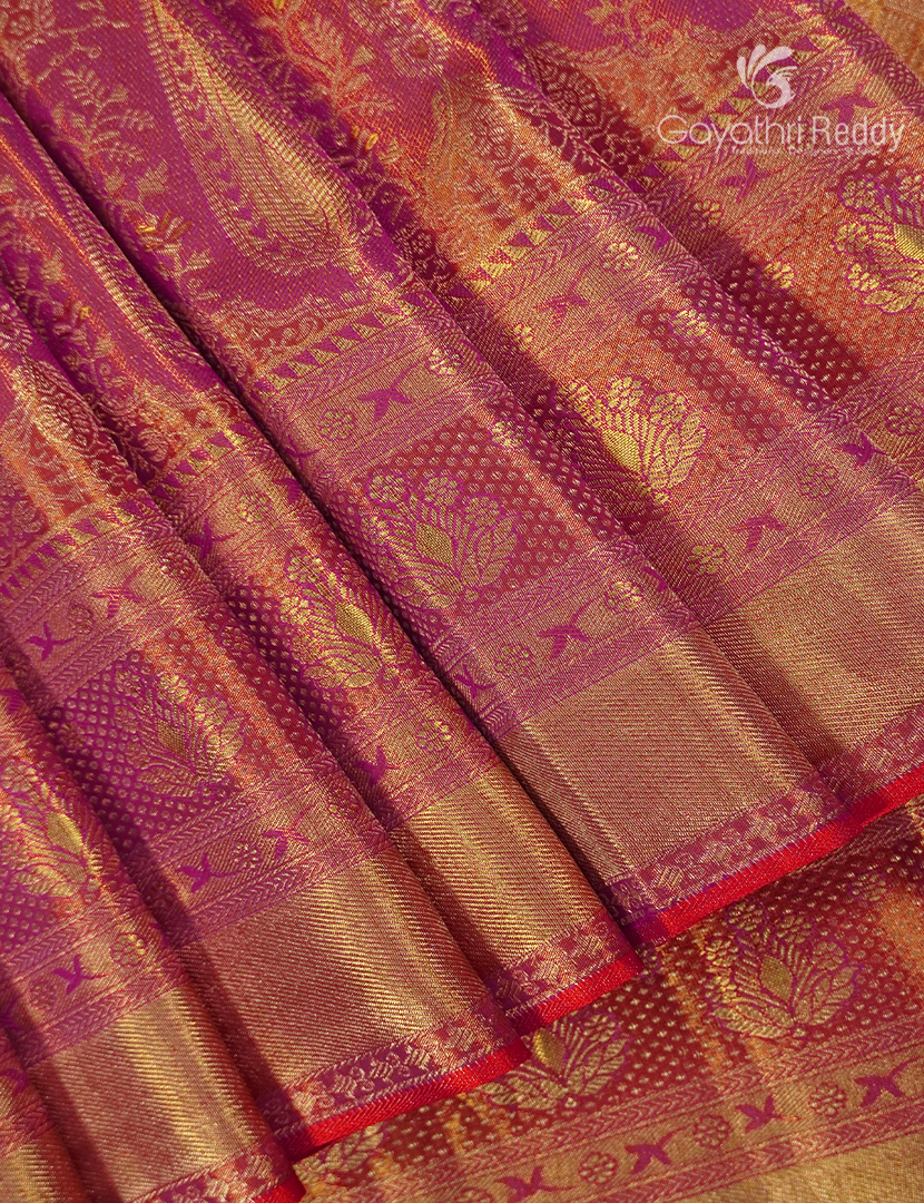 Pure Kanchipuram Silk Saree in Pink ( Brocade Pattern )