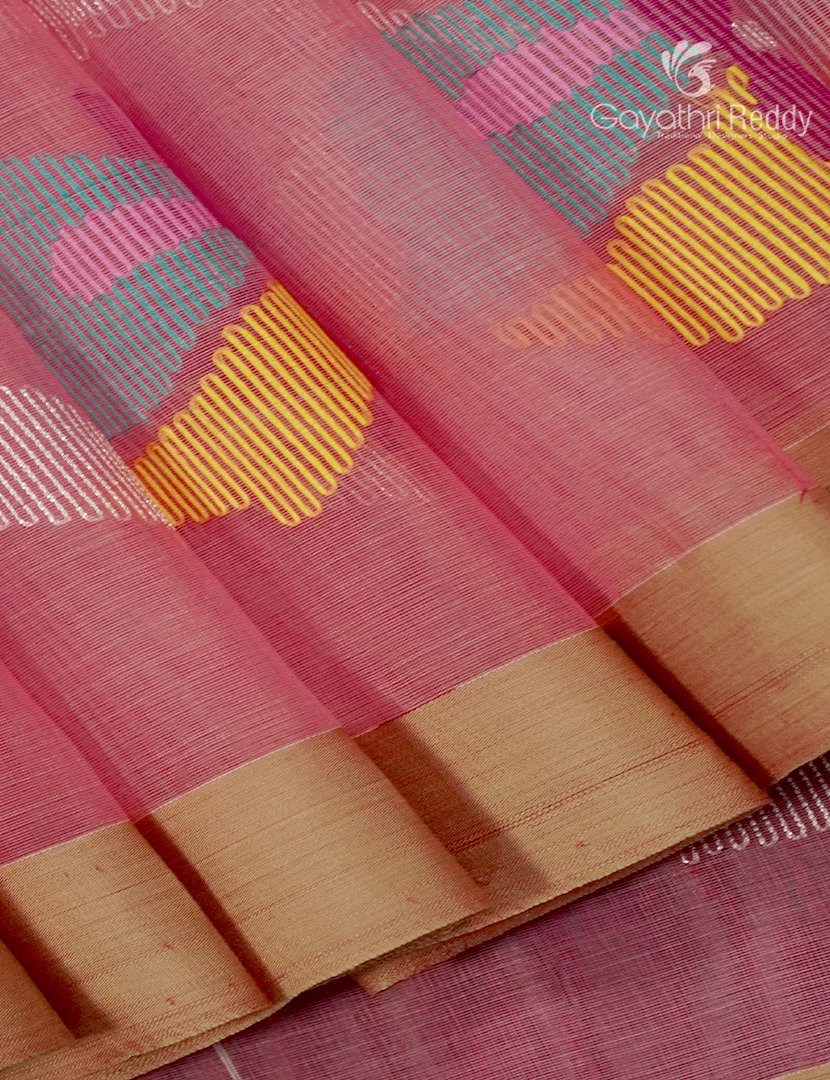 Pure Jamdani Kora Saree in Pastel Peach