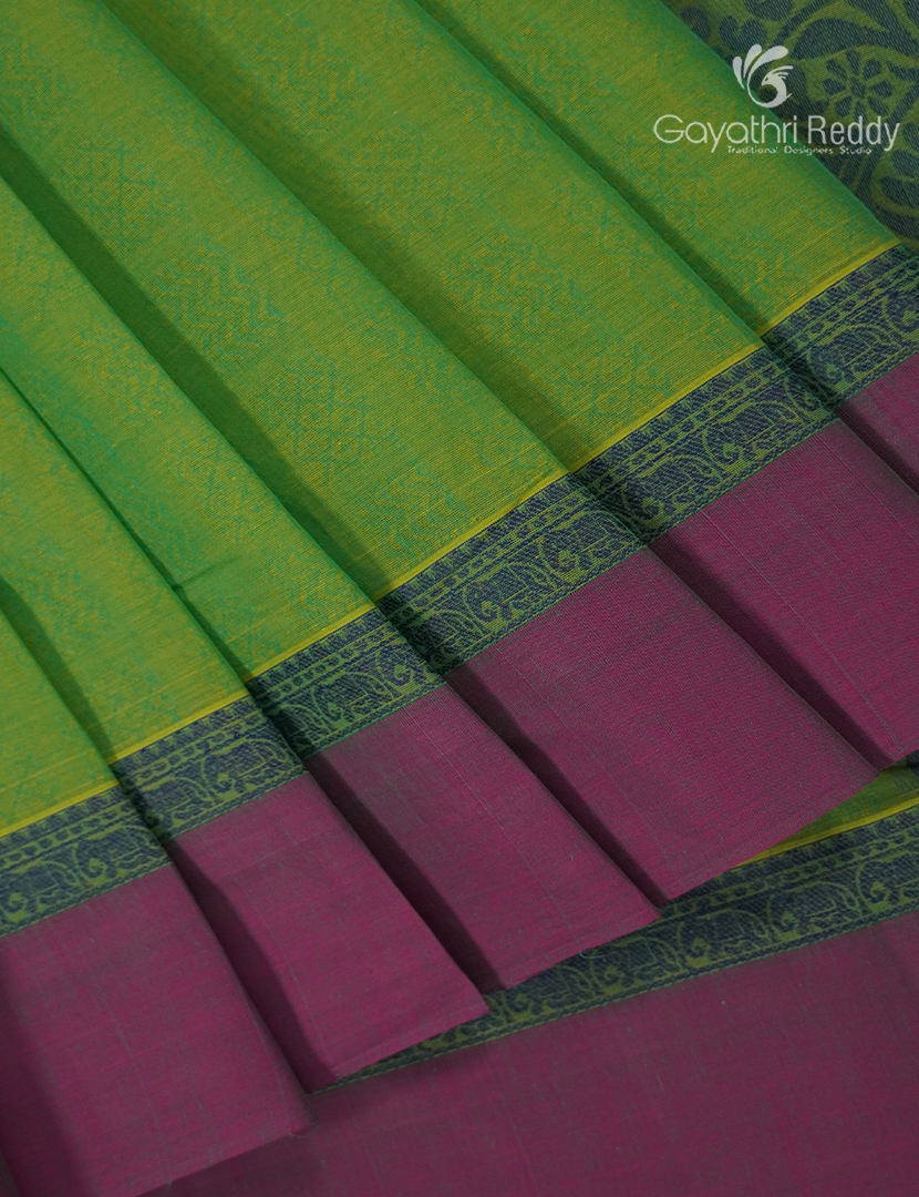 Pure Kanchi Cotton Saree in Light Green